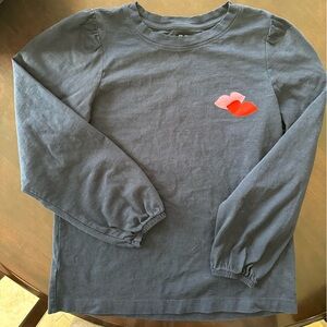 LOFT Woman's Valentine's Navy Long Sleeve Tee, Size Small